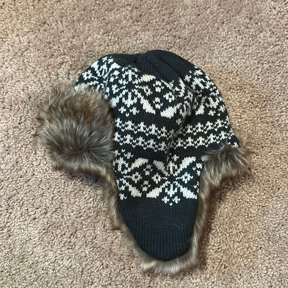 Baby Fairisle trapper hat with fur